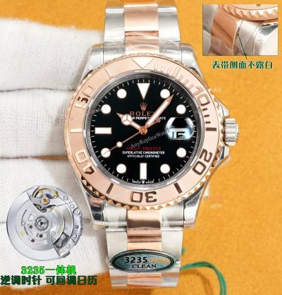 Clean Factory Rolex Yacht-Master 3235 Black Face Watch 40mm 